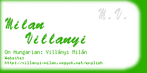 milan villanyi business card