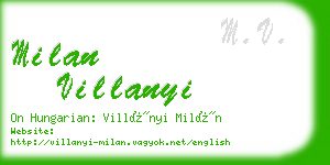 milan villanyi business card